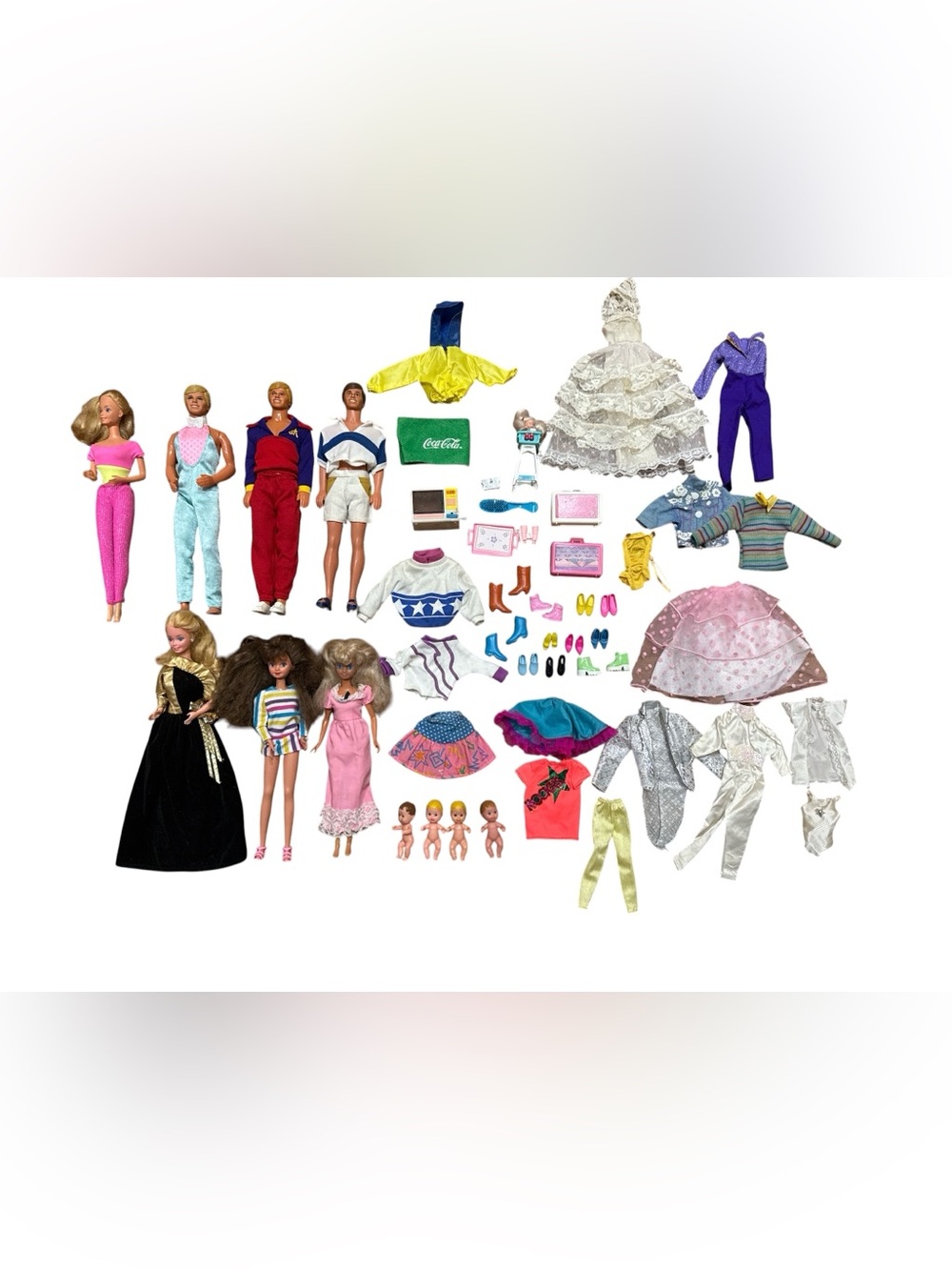 Vintage 80s Barbie & Ken Doll Lot Clothing and Accessories Skipper Krissy